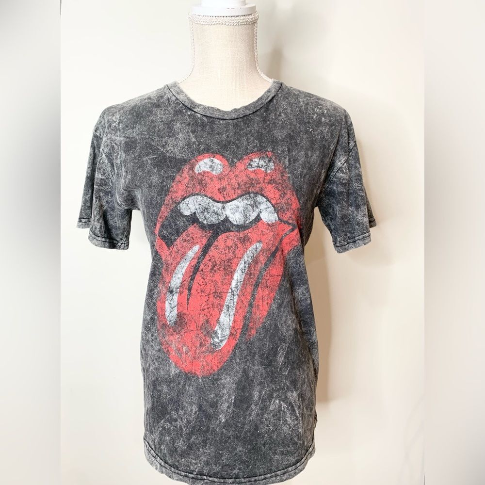 The Rolling Stones Graphic Acid Wash Tee Shirt Large